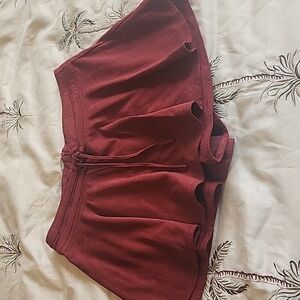 Red suede skort